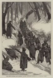 Met de Russen en Generaal Rauch, het Slepen van Kanonnen een Berg Op