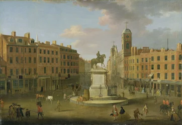 Charing Cross, met het Standbeeld van Koning Karel I en Northumberland House, c.1750