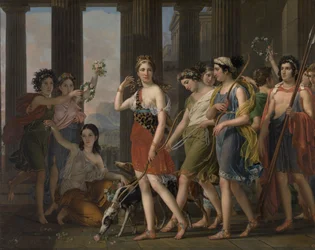 De mooie Anthia leidt haar metgezellen naar de Tempel van Diana in Efeze, ca. 1820 (olieverf op doek)