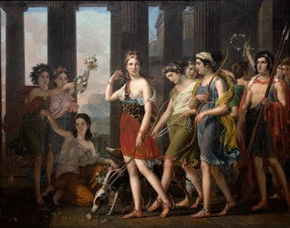 De mooie Anthia leidt haar metgezellen naar de Tempel van Diana in Efeze, ca. 1820