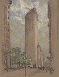 Tekening van het Flatiron Building door Pennell, ca. 1904