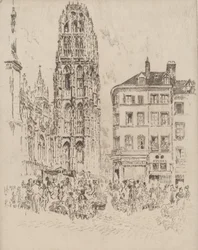 Bloemenmarkt en Boter Toren, Rouen, 1907