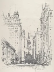 Zicht op Broad Street vanaf Spruce Street