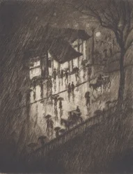 Regenachtige nacht, Charing Cross Shops, 1903