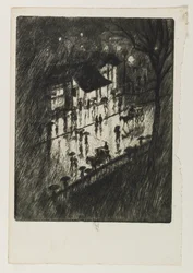 Regenachtige nacht, Charing Cross Shops, 1903
