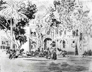 De Kathedraal, plaat XXVI uit Het Panamakanaal door Joseph Pennell