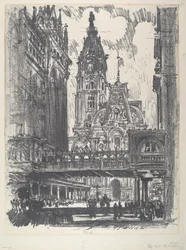 Het stadhuis en de brug over Market Street, 1912