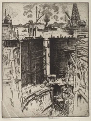 De sluispoort, Gatun Lock, Panama, 1912