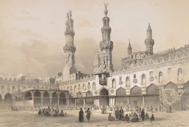 22. Binnenplaats van de Moskee el Ahzar, in Caïro, 1843