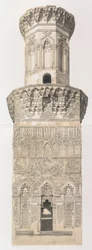 38. Minaret, Moskee Mohammed el Naçer, in Caïro, onderste en bovenste deel, 1843