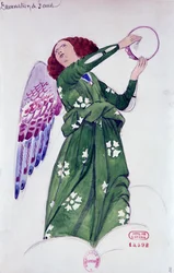 Kostuum voor engel in Damnation of Faust door Hector Berlioz, schets door Joseph Porphyre Pinchon