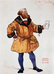 Kostuum voor het personage Brander in La Damnation de Faust door Hector Berlioz, schets door Joseph Porphyre Pinchon (1871-1953)