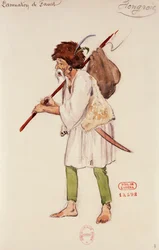 Kostuum voor het personage van Hongaar in Damnation of Faust door Hector Berlioz, schets door Joseph Porphyre Pinchon (1871-1953)