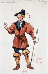 Kostuum voor stamgasten van taverne in Damnation of Faust door Hector Berlioz, schets door Joseph Porphyre Pinchon (1871-1953)