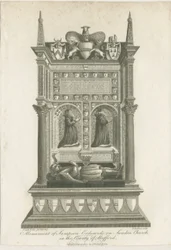 Sandon Kerk - Graf van Sampson Erdeswicke: gravure