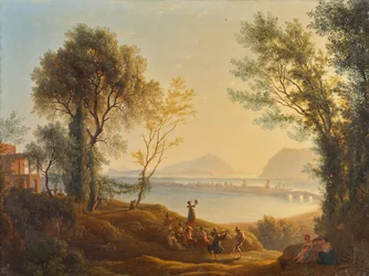 Italiaans landschap met zonsondergang