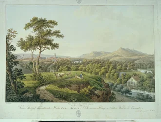 Uitzicht op Jena vanaf Rasenhuehlberg, c.1810