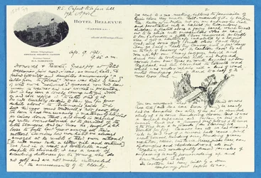 Handgeschreven brief aan Kol. H. W. Feilden, Hotel Bellvue Cannes, 9 april