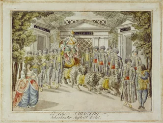 Sarastro arriveert op zijn strijdwagen ... (gravure)