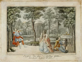 Tamino, Pamina en Papageno ... (gravure)