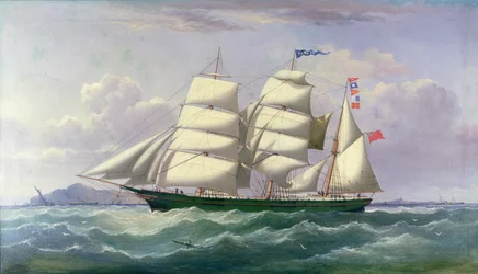 De Barkentine Pawnee in de Ierse Zee