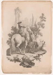 Jongeman te paard met een bediende