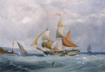 Een commerciële brik die de monding van de Avon binnenvaart, in Bristol (Engeland)