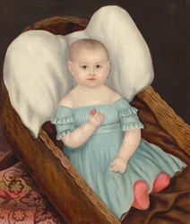 Baby in Wiegmand, ca. 1840