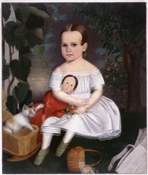 New England portret van klein meisje door Joseph Whiting Stock