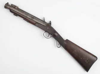 Blunderbuss met veer bajonet uitgegeven aan Ierse Vrijwilligers, ca. 1815