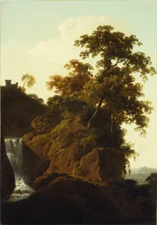 Rotsachtig landschap met een waterval