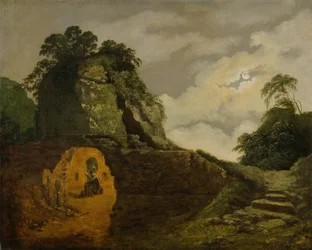 Graf van Vergilius bij maanlicht, met Silius Italicus