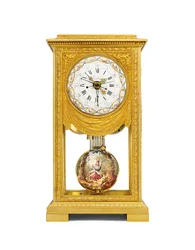 Louis XVI maand-gang gemiddelde en zonnetijd schoorsteenklok met remontoire