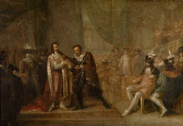 Peter Paul Rubens Ontvangt een Zwaard van Karel I van Engeland