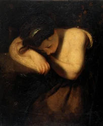 Meisje, slapend (olieverf op doek)