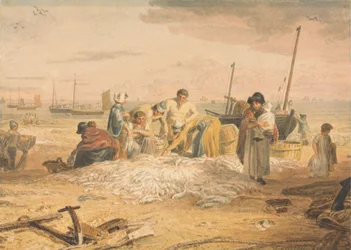 Een vangst van makreel aan land brengen, Hastings