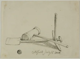 Hamer, houweel en schop