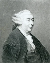 Portret van David Hume, gegraveerd door William Henry Worthington