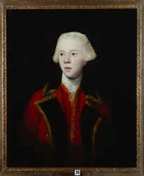 Portret van George Augustus, 3e Burggraaf Howe, halflang, dragend het uniform van de 1e Garde
