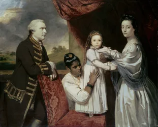 Tysoe Saul Hancock, zijn vrouw Philadelphia, hun dochter Elizabeth en hun Indiase dienstmeid Clarinda, ca. 1763-5