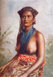 Een vrouw van Fiji in inheemse kleding