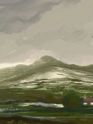 De mistige groene bergvallei