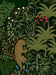 Tijger in een weelderige jungle