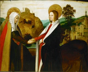 De Visitatie (schilderij op hout)