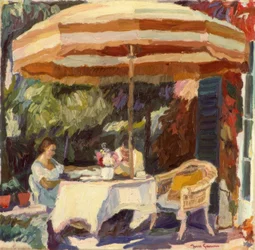 Terras in zonlicht
