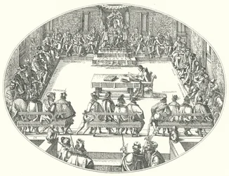 Aan het hof van de keizer (gravure)