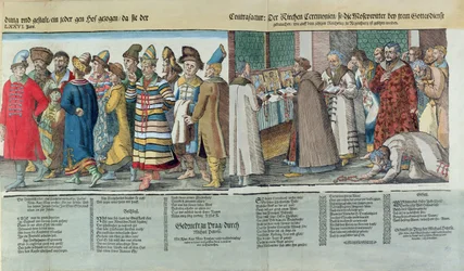 De Grote Ambassade van Ivan IV (1530-84) van Rusland naar de Heilige Roomse Keizer in Regensburg in 1576 (detail)