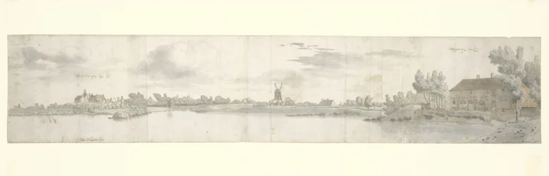 Panoramisch uitzicht op Kasteel Ooij en het Tolhuis, Noord-Brabant