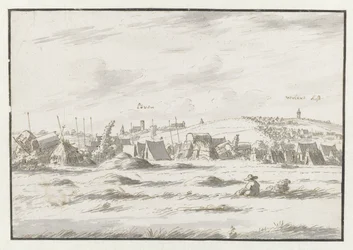 Gezicht op een kampement van het leger van Willem III bij Leuven