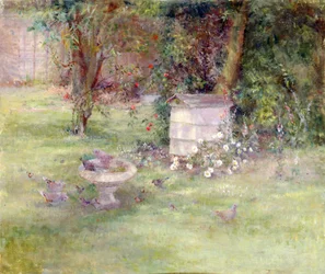 Vogelbad in een tuin (schilderij)